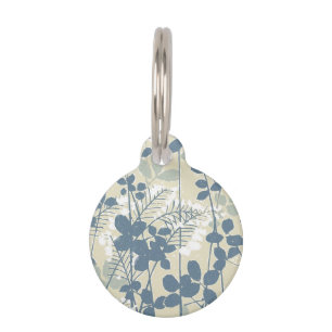 Vintage Japanse Blauwe Botanische: Crème Blad Vare Huisdierpenning