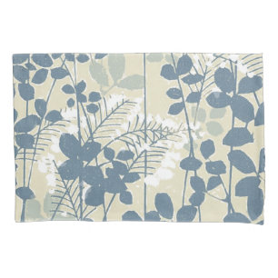 Vintage Japanse Blauwe Botanische: Crème Blad Vare Kussensloop