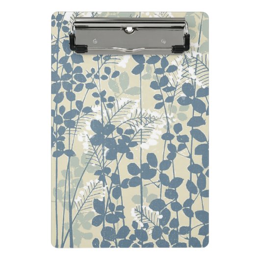 Vintage Japanse Blauwe Botanische: Crème Blad Vare Mini Klembord (Voorkant)