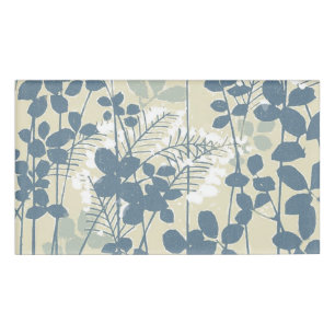 Vintage Japanse Blauwe Botanische: Crème Blad Vare Naambadge
