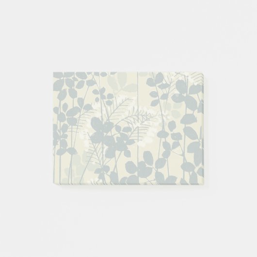 Vintage Japanse Blauwe Botanische: Crème Blad Vare Post-it® Notes (Voorkant)