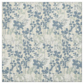 Vintage Japanse Blauwe Botanische: Crème Blad Vare Stof (Swatch)