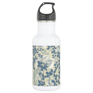 Vintage Japanse Blauwe Botanische: Crème Blad Vare Waterfles