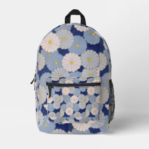 Vintage Japanse Bloem Zachte Blauwe Indigo Bedrukte Rugzak