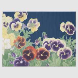 Vintage Japanse driekleurig viooltje bloem Ukiyo-e Tissuepapier