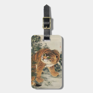 Vintage Japanse Edo-tijger in bamboebos kunst Bagagelabel