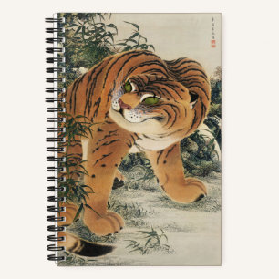 Vintage Japanse Edo tijger in bamboebos kunst Notitieboek