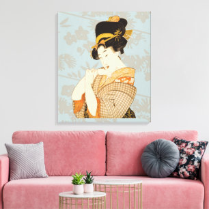 Vintage Japanse Geisha meisje entertainer in Kimon Canvas Afdruk