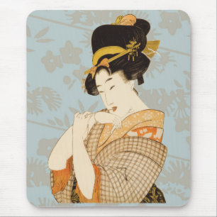 Vintage Japanse Geisha meisje entertainer in Kimon Muismat