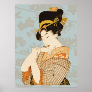 Vintage Japanse Geisha meisje entertainer in Kimon Poster
