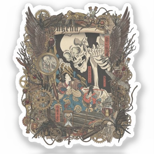 Vintage Japanse Gotische Collage Sticker (Voorkant)