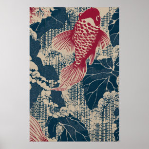 Vintage Japanse Goudvis Kunstprint – Geïnspireerd Poster