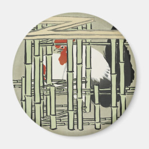 Vintage Japanse Haan achter Bamboehek Kunst Magneet