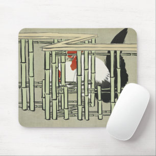 Vintage Japanse Haan achter Bamboehek Kunst Muismat