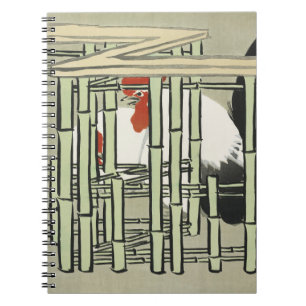 Vintage Japanse Haan achter Bamboehek Kunst Notitieboek