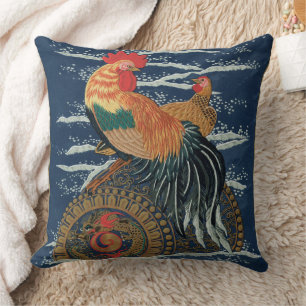 Vintage Japanse Haan Kip Draak Kunst Kussen
