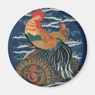 Vintage Japanse Haan Kip Draak Kunst Magneet