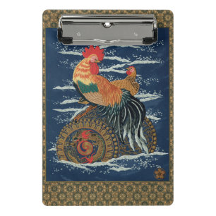 Vintage Japanse Haan Kip Draak Kunst Mini Klembord