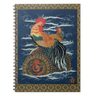 Vintage Japanse Haan Kip Draak Kunst Notitieboek
