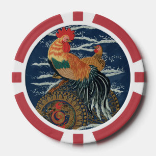 Vintage Japanse Haan Kip Draak Kunst Poker Chips