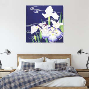 Vintage Japanse Iris Kunstprint Kogyo Tsukioka Canvas Afdruk