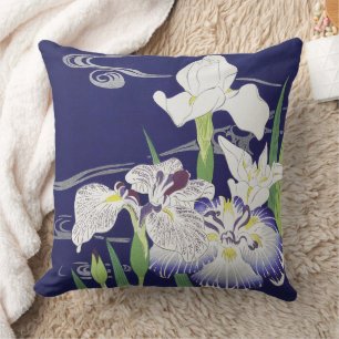 Vintage Japanse Iris Kunstprint Kogyo Tsukioka Kussen