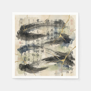 Vintage Japanse kalligrafiekunst (1) Servet