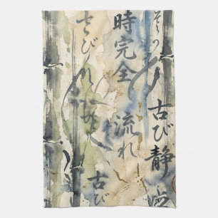 Vintage Japanse kalligrafiekunst (7) Theedoek