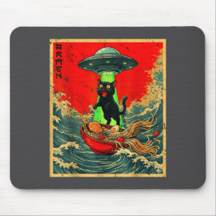 Vintage Japanse Kat Alien Ramen Vader Ufo Grappige Muismat