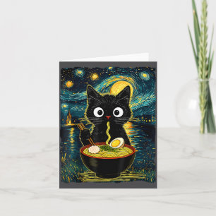 Vintage Japanse Kat Ramen Sterrennacht Van Gogh R Kaart