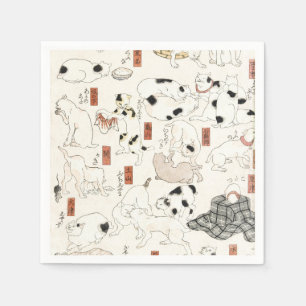 Vintage Japanse kattenkunst Ukiyoe-houtsnede Servet