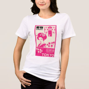Vintage Japanse Kimono Mode-illustratie Tri-Blend Shirt
