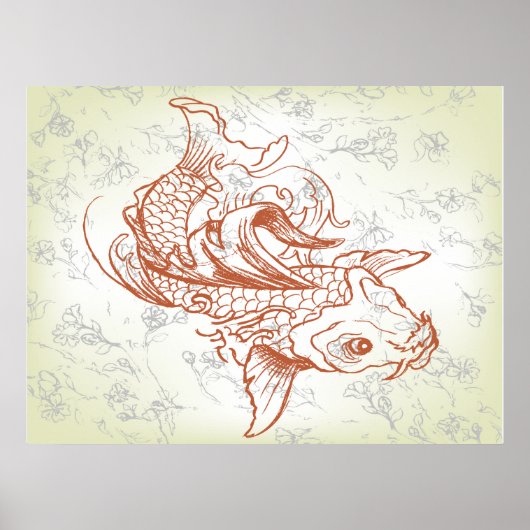 vintage Japanse koi vissen kunst 2 Poster (Voorkant)