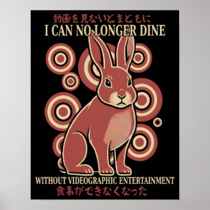 Vintage Japanse Konijn Eet Video Meme Eclectisch Poster