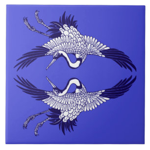 Vintage japanse kranen keramische Tegel Tegeltje