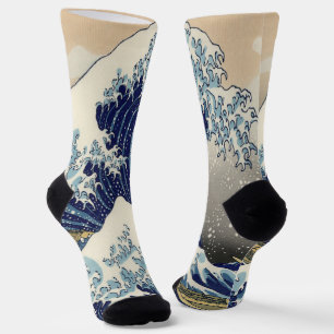 vintage Japanse kunst oceaan landschap grote golf Sokken
