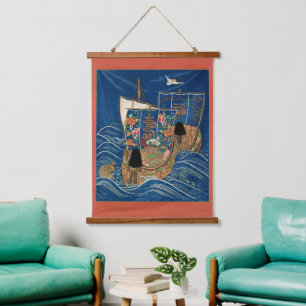 Vintage Japanse Lucky Treasure Ship G.A. Audsley Hangend Wandkleed