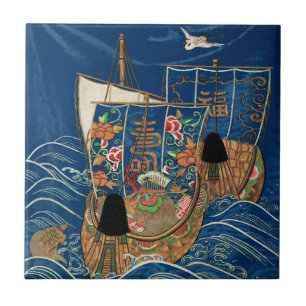 Vintage Japanse Lucky Treasure Ship G.A. Audsley Tegeltje