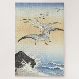 Vintage Japanse Meeuwen op Zee Kunst Legpuzzel