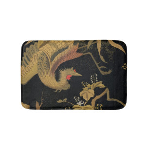 Vintage Japanse Phoenix Gold Black Bird Badmat