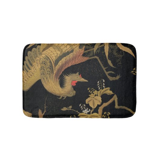 Vintage Japanse Phoenix Gold Black Bird Badmat (Voorkant)