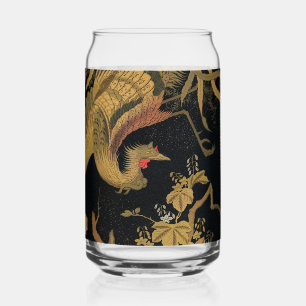 Vintage Japanse Phoenix Gold Black Bird Blikvorm Glas