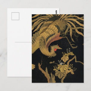 Vintage Japanse Phoenix Gold Black Bird Briefkaart