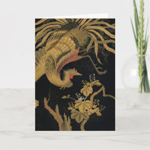 Vintage Japanse Phoenix Gold Black Bird Kaart