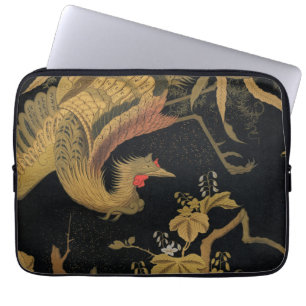 Vintage Japanse Phoenix Gold Black Bird Laptop Sleeve