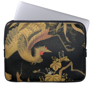 Vintage Japanse Phoenix Gold Black Bird Laptop Sleeve
