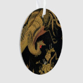 Vintage Japanse Phoenix Gold Black Bird Ornament (voorkant)