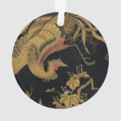 Vintage Japanse Phoenix Gold Black Bird Ornament (achterkant)