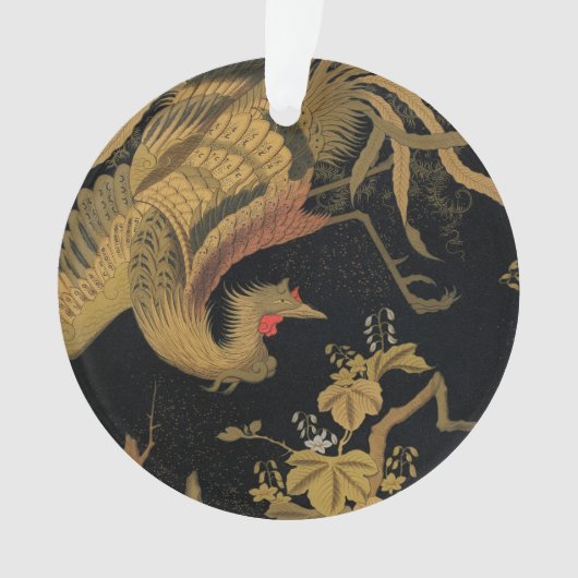 Vintage Japanse Phoenix Gold Black Bird Ornament (voorkant)