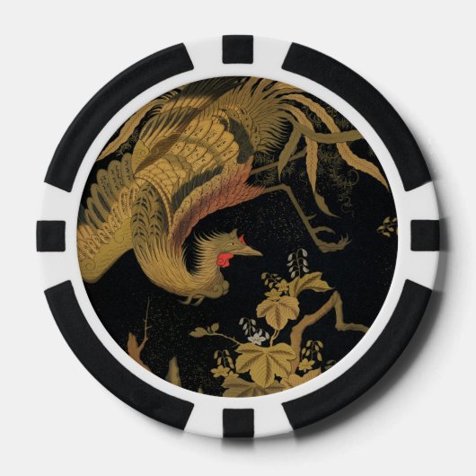 Vintage Japanse Phoenix Gold Black Bird Poker Chips (Voorkant)
